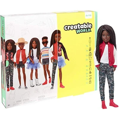 Image of Mattel CREATABLE WORLD GGG55 Deluxe Character Kit Customisable Doll, Creative Play for All Kids 6 Years Old and Up, Black Braided Hair