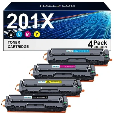 Image of HALLOLUX 201A 201X Toner Cartridges High Yield 4 Pack Replacement for HP Compatible with Color Laserj Pro MFP M252dw M277n M252n M274n M274dw Printers (Black Magenta Cyan Yellow)