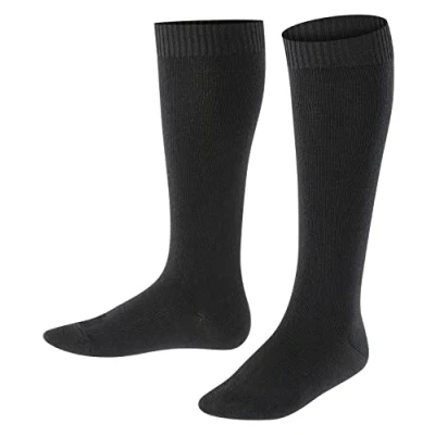 Image of FALKE Unisex Kids Comfort Wool K Kh Thick Warm Long Plain 1 Pair Knee High Socks, Black 3000, 3 5.5