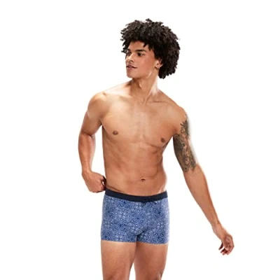 Image of Speedo Men&#039;s Valmilton Aquashort Holiday Swimwear, Ammonite Blue/White/True Navy, 30