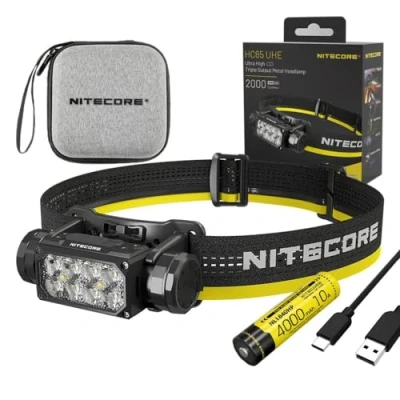 Image of Nitecore HC65 UHE Ultra High Triple Output Metal Headlamp 2,000 Lumens w/Storage case, Battery, and Eco Sensa USB C Cable Included