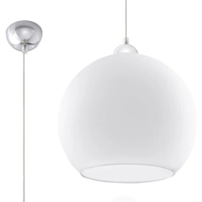 Image of Ball 1 Light Glass Dome Ceiling Pendant White, Chrome, E27