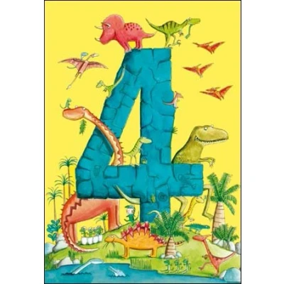 Image of Woodmansterne Boy&#039;s Birthday Card Age 4 Dinosaur