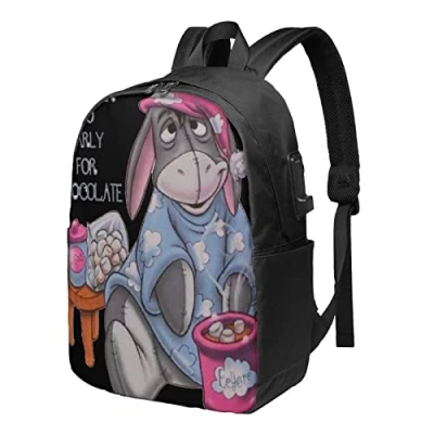 Image of Backpacks Eeyore Backpack with USB Charging Port Computer Laptop School College Daypack Bookbag Work Business Rucksack For Teen Men Women Students