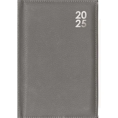 Image of 2025 Grey A5 Hardcover Diary Soft Faux Leather Week to View Home Desk Office Planner