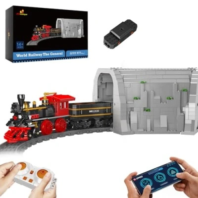 Image of JMBricklayer Train Building Set, RC City Toy with Tracks and Tunnel, 51111 Steam Locomotive Model Kit for Play Display or Collection, Gift Kids Boys Girls adults