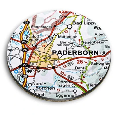 Image of 1 x Round MDF Magnet Paderborn City Germany German Travel Map 45969
