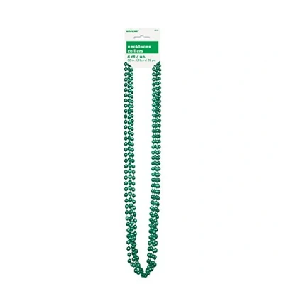 Image of Unique Party 95104 Metallic Green Bead Necklaces, Pack of 4