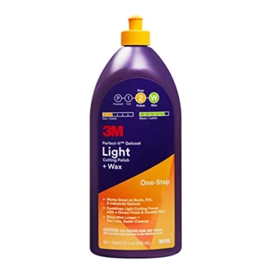 Image of 3M Perfect It Gelcoat Light Cutting Polish + Wax, 36110, 1 Quart, One Step Process, Removes Scratches and Swirls, Oxidation Remover for Boats RVs