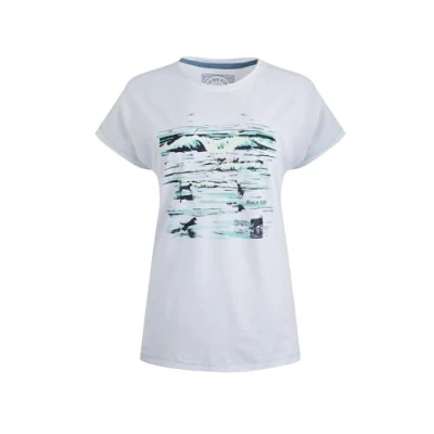 Image of Weird Fish RUN Graphic Print Tshirt, Women&#039;s, Size: 44, White