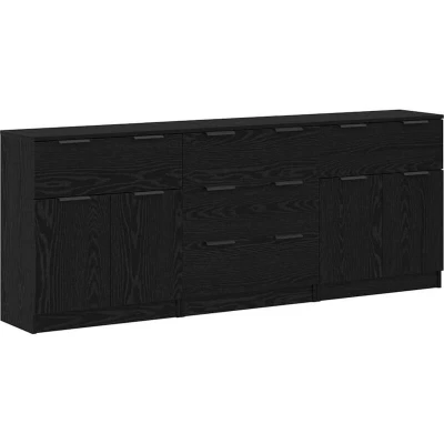 Image of vidaXL Sideboard 3 pcs Black oak 60 x 30 70 cm Engineered wood
