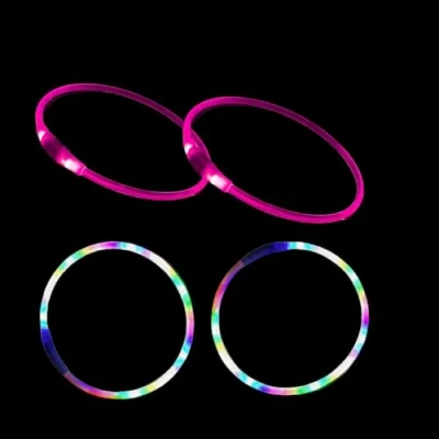 Image of 4 PCS LED Dog Collar, USB Rechargeable Flashing Collar for Night Safety, Adjustable, Waterproof, Bright Illuminated Dogs, One Size Fits All, Colorful+Pink