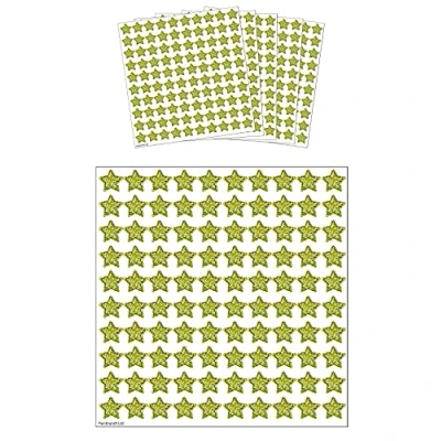 Image of HENBRANDT Gold Holographic Star Stickers (Pack of 500) Stars Mini Teacher Reward Scrapbook for Crafts Glitter Art and Craft Classroom Resource
