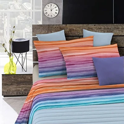 Image of Italian Bed Linen Fantasy Sheet Set in Printed Microfiber, Rainbow, Double