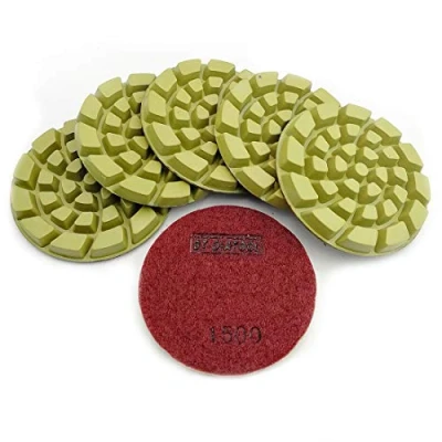 Image of DT DIATOOL Diamond Concrete Polishing Pads for Dry or Wet Cement Terrazzo Floor Diameter 100mm Grit 1500 Pack of 6