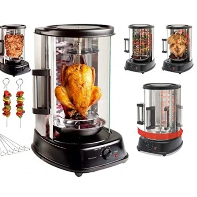 Image of 1500W VERTICAL ELECTRIC ROTATING GRILL ROTISSERIE CHICKEN SHAWARMA KEBAB BBQ
