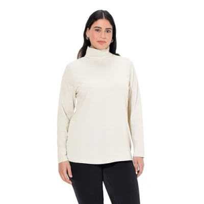 Image of Ulla Popken Women&#039;s Shirt trolli Basic Turtleneck Sweater, White (Ecru 21), 20 22