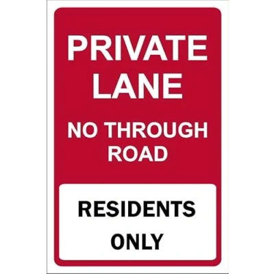 Image of Private lane no through road residents only prohibition sign 3mm Aluminium (300mm x 200mm)