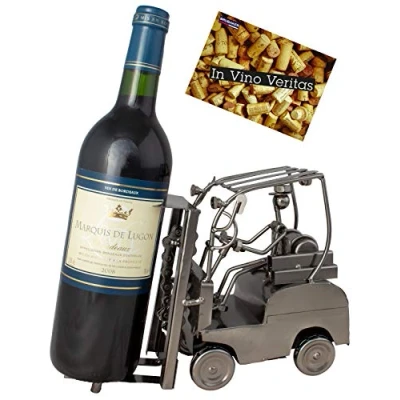 Image of BRUBAKER Wine Bottle Holder Stacker Driver Metal Stand Rack With Gift Card