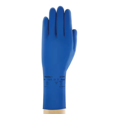 Image of Ansell Chemical Resistant Gloves, Blue Latex, Size 9
