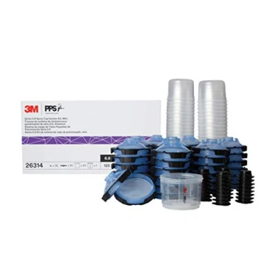 Image of 3M PPS 2.0 Spray Gun Cup, Lids and Liners Kit, 26314, Mini, 6 Ounces, 125 Micron Filter, Use for Cars, Furniture, House More, 1 Paint 50 Disposable Liners, 32 Sealing Plugs