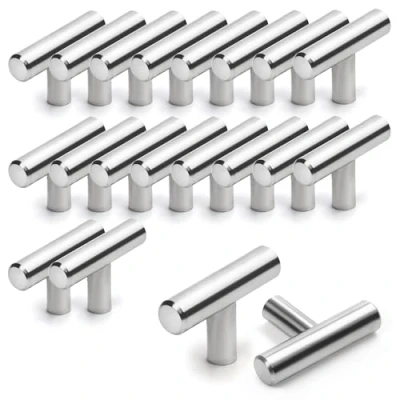 Image of BELLE VOUS Kitchen Cupboard Handles (20 Pack) 50mm T Bar Drawer Handles/Kitchen Door Knobs for Cupboards, Cabinets, Wardrobes &amp; Drawers