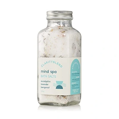 Image of Clarity Blend Aromatherapy Bath Salts for Stress Relief Natural Epsom &amp; Himalayan Pink Infused with 100% Pure Essential Oils of Eucalyptus (Organic), Lavender and Bergamot