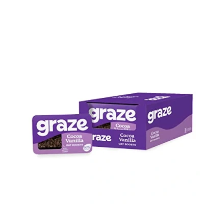 Image of Graze Cocoa Vanilla Protein Oat Flapjacks, Vegetarian Healthy Snacks, High in Fibre, 3 Bars per Punnet, Whole Oats &amp; Natural Flavours (9 x 53g Snacks)