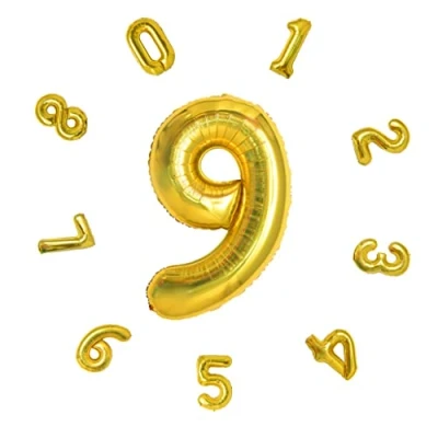 Image of 40&quot; Number Balloons,Helium 9 Balloons Birthday,Self Inflating Balloons,Foil Balloon for Birthday Party,New Year Decoration,Anniversary Decoration,Company Celebration (Gold #9)