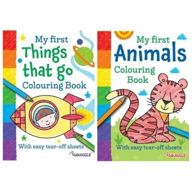 Image of Squiggle P2250 My First Animals &amp; Things That Go Colouring Books Set of 2