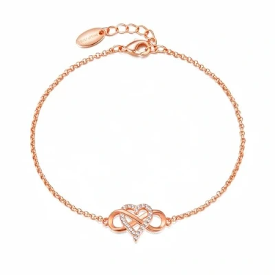 Image of Philip Jones Rose Gold Plated Infinity Heart Bracelet Created with Zircondia® Crystals