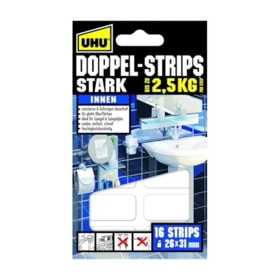 Image of UHU 45380 Double Sided Glue Strips Set of 16 Strong