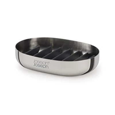 Image of Joseph EasyStore Luxe Quick drain Stainless Steel Soap Dish Holder with draining rack