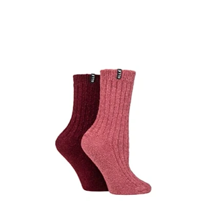 Image of Elle Women Bouclé Boot Socks in Gift Box Pack of 2 (Mauvewood, 4 8, numeric_4)