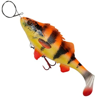 Image of Savage Gear PRE RIGGED SOFT LURE 4D PERCH SHAD 20CM 100, per unit, Albino, N1/0, 20