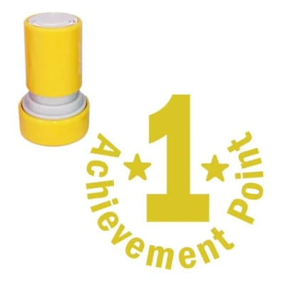 Image of 1 Achievement Point Teacher Stamp. 22mm Reinkable, Gold Ink *