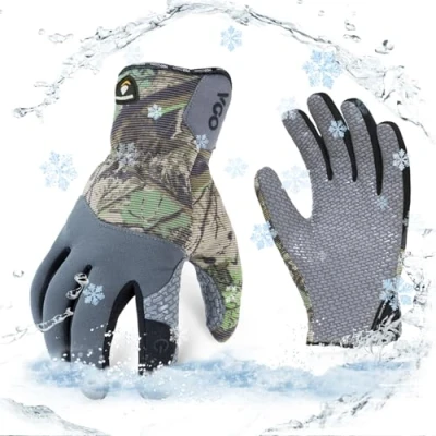 Image of Vgo... 0℃/32F Winter Synthetic Leather Work Gloves, Cold Weather Waterproof Safety Gloves,Cold Storage or Freezer Use,w/3M Thinsulate Lining 1Pair SL7717FLWP(Camouflage,S)