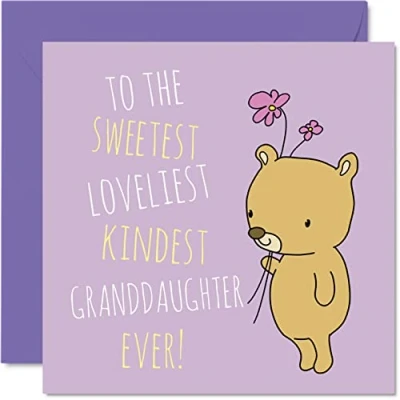 Image of Heartfelt Birthday Cards for Granddaughter Sweetest Loveliest Kindest Ever Happy Card from Grandma, Grandad Gifts, 145mm x Greeting to