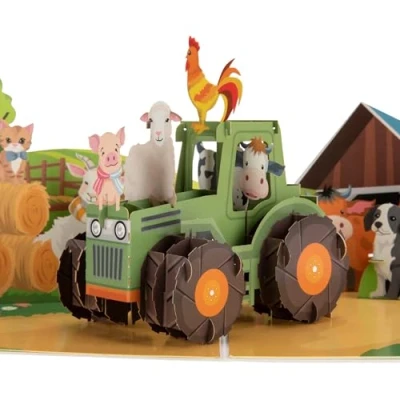 Image of Cardology Farm Animals Birthday Pop Up Card 3D Cards For Children, First Boys or Girls Handmade