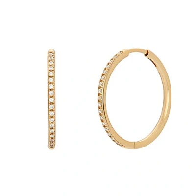 Image of NOELANI hoop earrings 925 sterling silver woman earrings, with zirconia synth., 2,4 cm, gold, comes in jewelry gift box