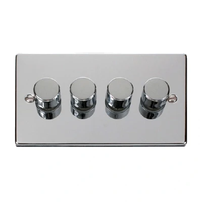 Image of Click Deco 4 Gang 2 Way 100W LED Dimmer Switch Polished Chrome