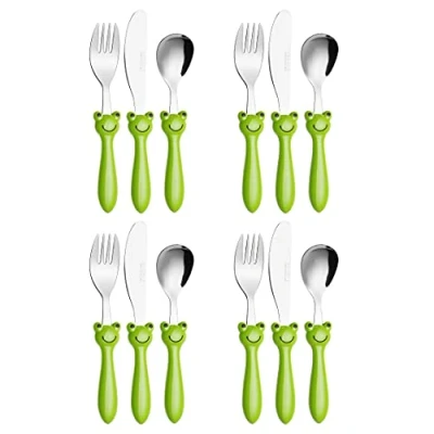 Image of EXZACT Children&#039;s Cutlery Stainless Steel 12pcs/ Kids Cutlery/Toddler Flatware 4 x Forks, Dinner Knives, Spoons BPA Free Dishwasher Safe
