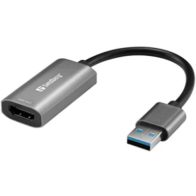 Image of Sandberg HDMI Capture Link to USB, 4K USB Adapter, Full HD 1080p 30FPS Video Device for Streaming TV Switch Xbox PS4 Gaming Videos, A Link, Audio Signal Supported