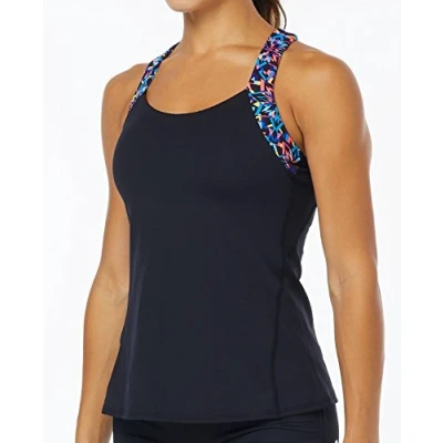 Image of TYR Women&#039;s Carnivale Lola Tank Swimming Top, Black/Multicolor, Large