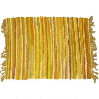 Image of RelianceUK Yellow Coloured Chindi Rugs Handmade, Reversible, 100% Recycled Cotton, Washable Rag Rug Area Rug, Runners Mat, Door Mat and Floor Mats (Yellow, 160 x 230 CM)