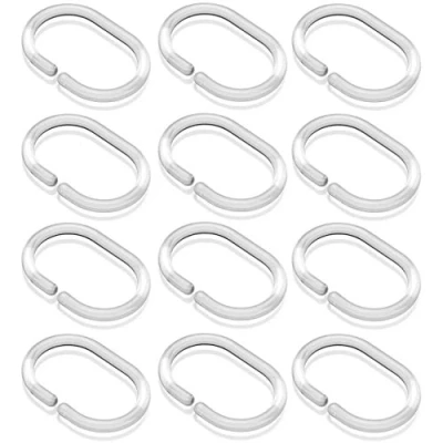 Image of KAV 12pcs 12 Pieces Bathroom Shower Replacement Curtain Rings Hooks C (Clear)