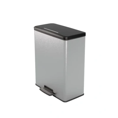 Image of Curver Deco Rectangular Bin 65L, Metallic Grey, for Kitchen, Laundry Room, Garage, 486x284x615mm, 100% Recycled PP (Previous Version)