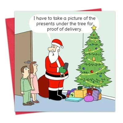 Image of Twizler Funny Christmas Card Santa Delivery Merry Cards Xmas Mens for Him Husband Dad Son Womens Her Wife Mum Daughter