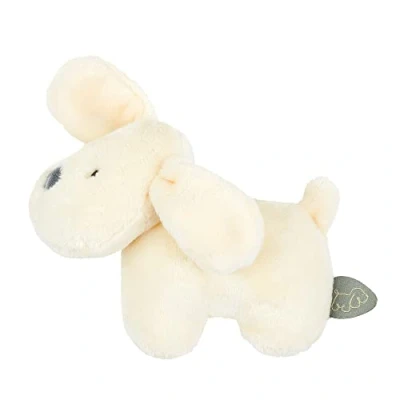 Image of Nattou Plush Soft Toy with Rattle, Stuffed Animal, Cuddly Companion for Home or Travel, Machine Washable, 100 Percent Super Polyester, PETA Approved Vegan, Charlie Dog, Vanilla, 15 cm