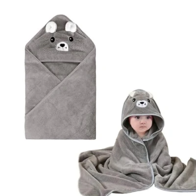 Image of XdealCozyxc Hooded Baby Towel, Ultra Soft Bath Towels Newborn with Hood for Boy and Girl (Grey)